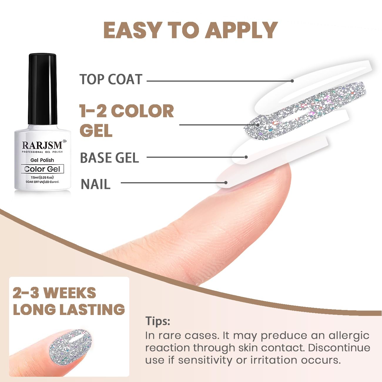 RARJSM Reflective Glitter Gel Polish Silver Sparkling Glitter Iridescent Shimmer Gel Nail Polish Sparkle Diamond Holographic Gelpolish Soak off Nail Art Varnish Manicure for Salon DIY at Home