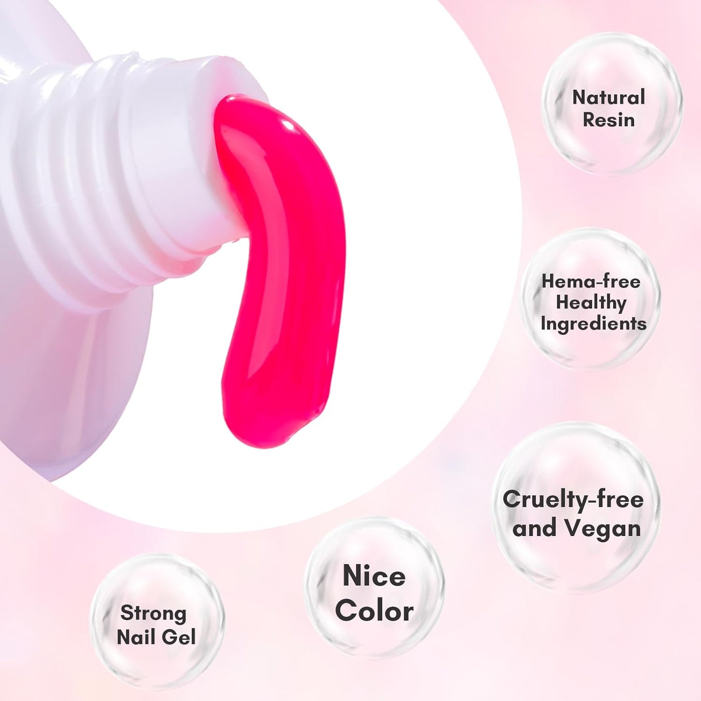 Makartt Poly Nail Gel-50ML Large Capacity-Dazzling Pink Color, Strong Builder for Extension Overlay Strengthener 3D Diy, Long-lasting for Nails French Manicures Home Salon-Pink Flare