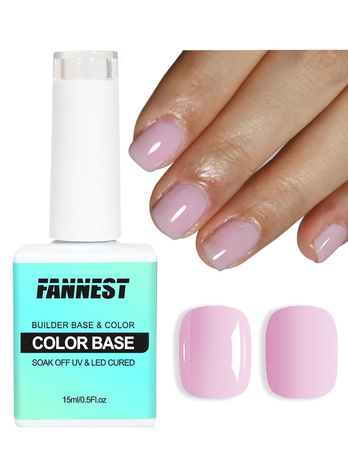Hema Free Rubber Base Builder Gel, Pink Gel Nail Polish, 15ml Summer French Manicure Varnish Curing Nails Strengthener Soak Off Gift for Womens