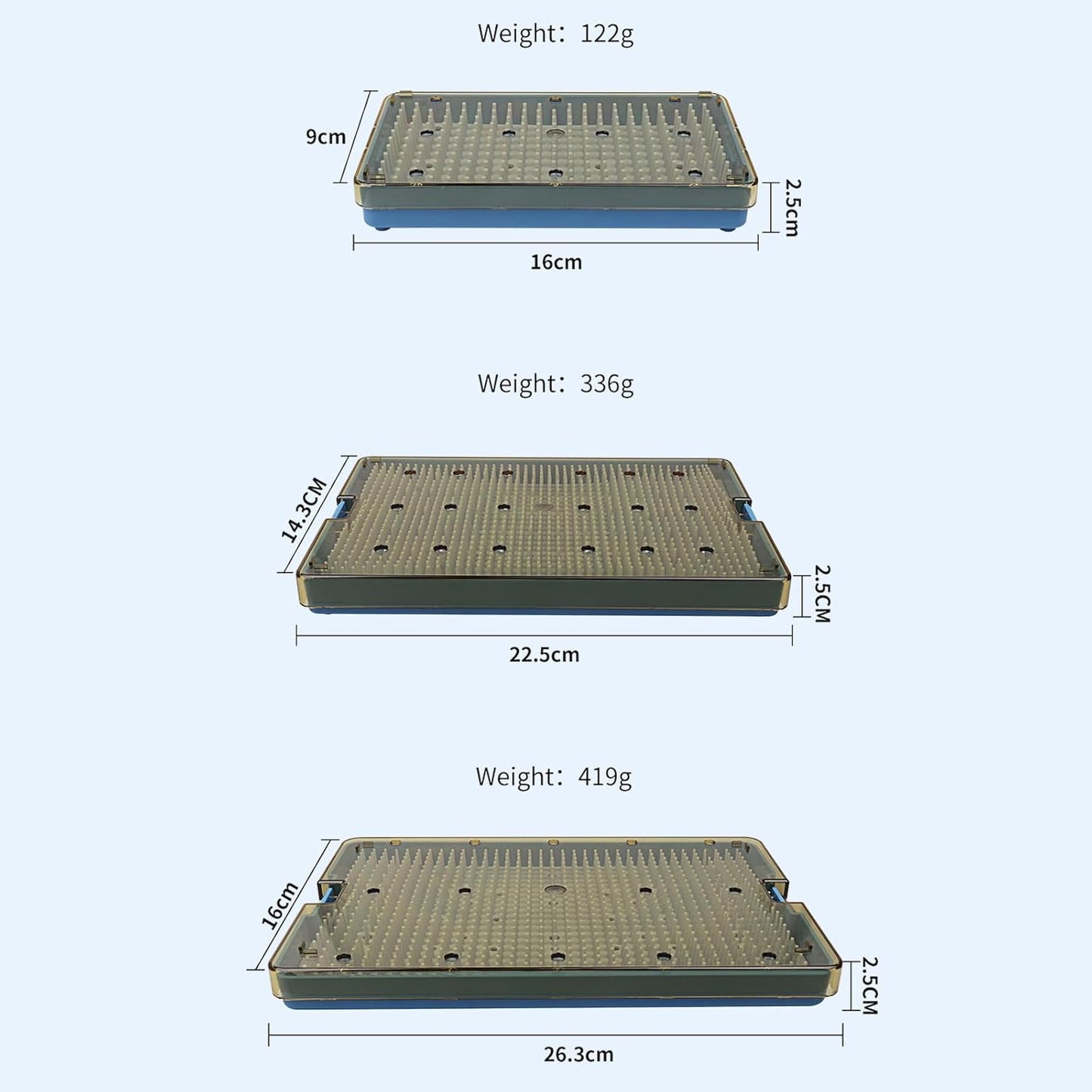 EustomA Autoclavable Instruments Sterilization Tray Case Plastic with Silicone Mat Storage Box S/M/L Size for Instruments/Tools (S)