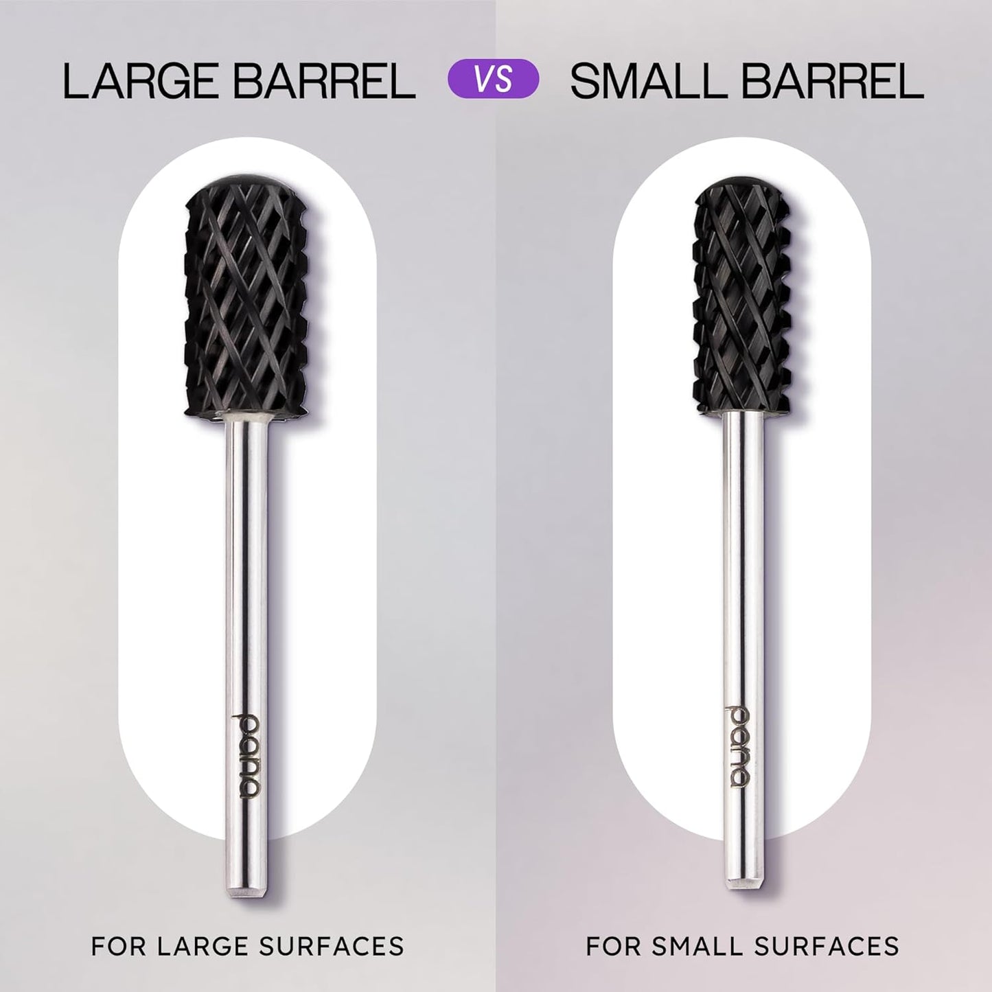 PANA Smooth Top Large Barrel 3/32" Shank Size - (DLC Black, 4X Coarse Grit) - Fast remove Acrylic or Hard Gel Nail Drill Bit for Manicure Pedicure Salon Professional or Beginner