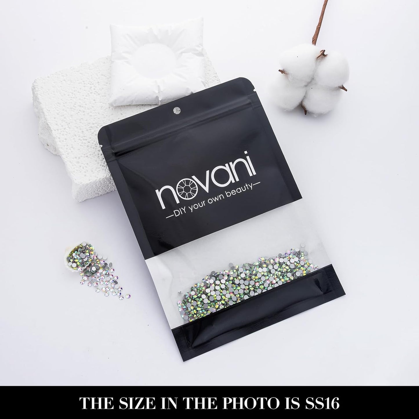 Novani 3000 Pieces Flatback Rhinestones Glass Round Gems AB Crystals for Nail Art DIY Crafts Clothes Shoes,SS16,3.8-4.0mm