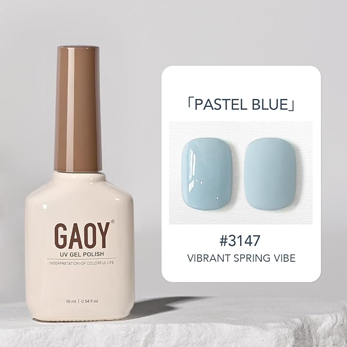 GAOY Pastel Blue Gel Nail Polish, 16ml Soak Off Gel Polish, UV Light Cure for Nail Art DIY Manicure at Home, 3147 Pastel Blue