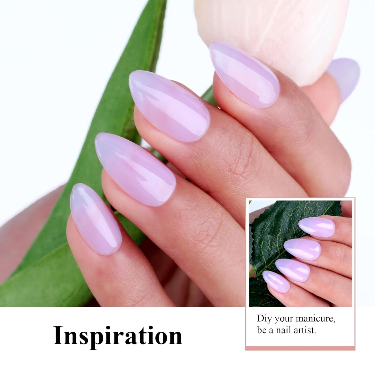 Imtiti Jelly Gel Polish - 0.5 Fl Oz Lavender Purple Jelly Gel Nail Polish - Soak Off LED U V Nail Art Starter Manicure Salon Kit