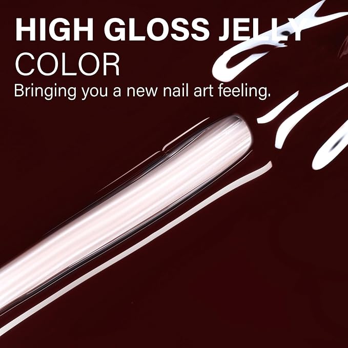 AILLSA Brown Jelly Gel Nail Polish Dark Cocoa Translucent Gel Polish Amber Color Fall Gel Polish Long Lasting Chocolate Coffee Nails Soak Off U V Gel for Nail Art at Home Valentine Gift 0.51 Oz GB131