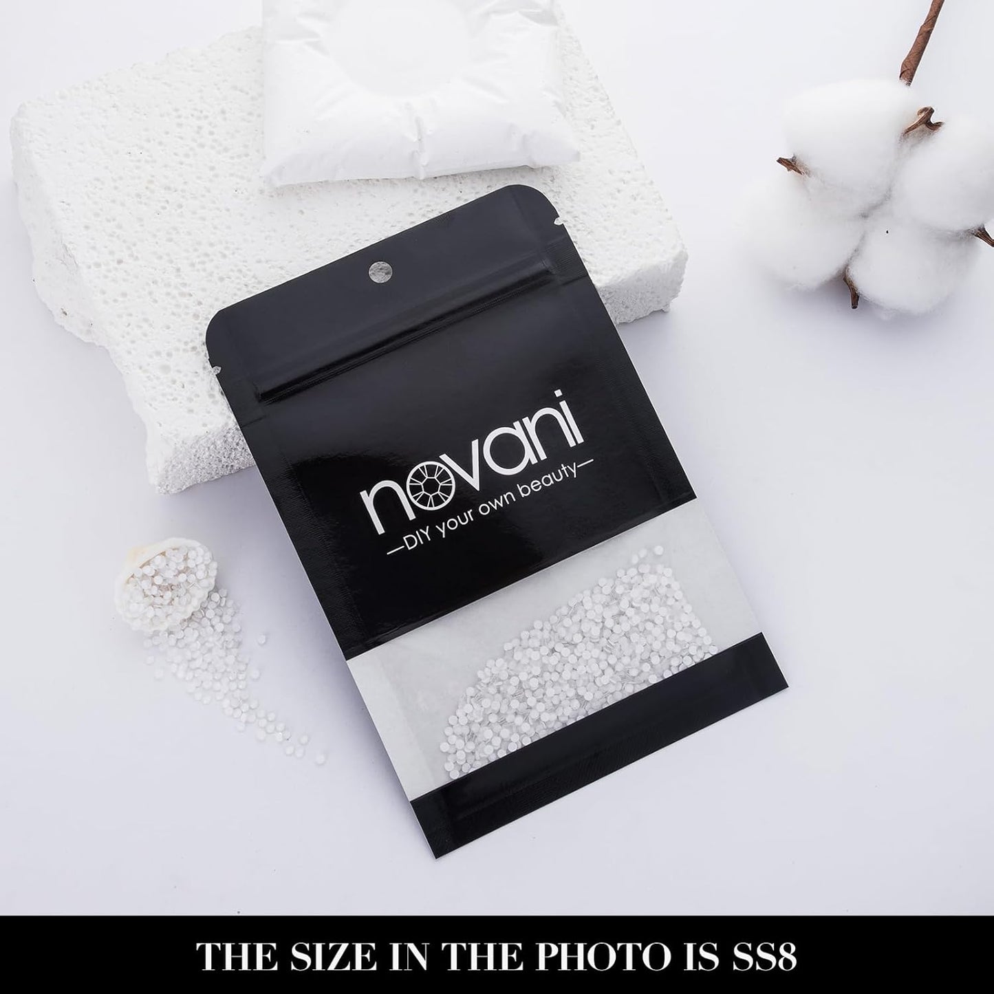 Novani 3000 Pieces Flatback Rhinestones Glass Round Gems Neon-White Crystals for Nail Art DIY Crafts Clothes Shoes,SS8,2.3-2.5mm