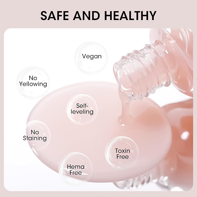 GELLEN Tinted Nude Ridge Filler For Nails, Clear Nail Polish Ridge Filling Base Coat, Nail Strengthener and Growth, Hydrates Strengthens Nourishes Damaged Dry Nails, Shea Butter & Vitamin E & Protein