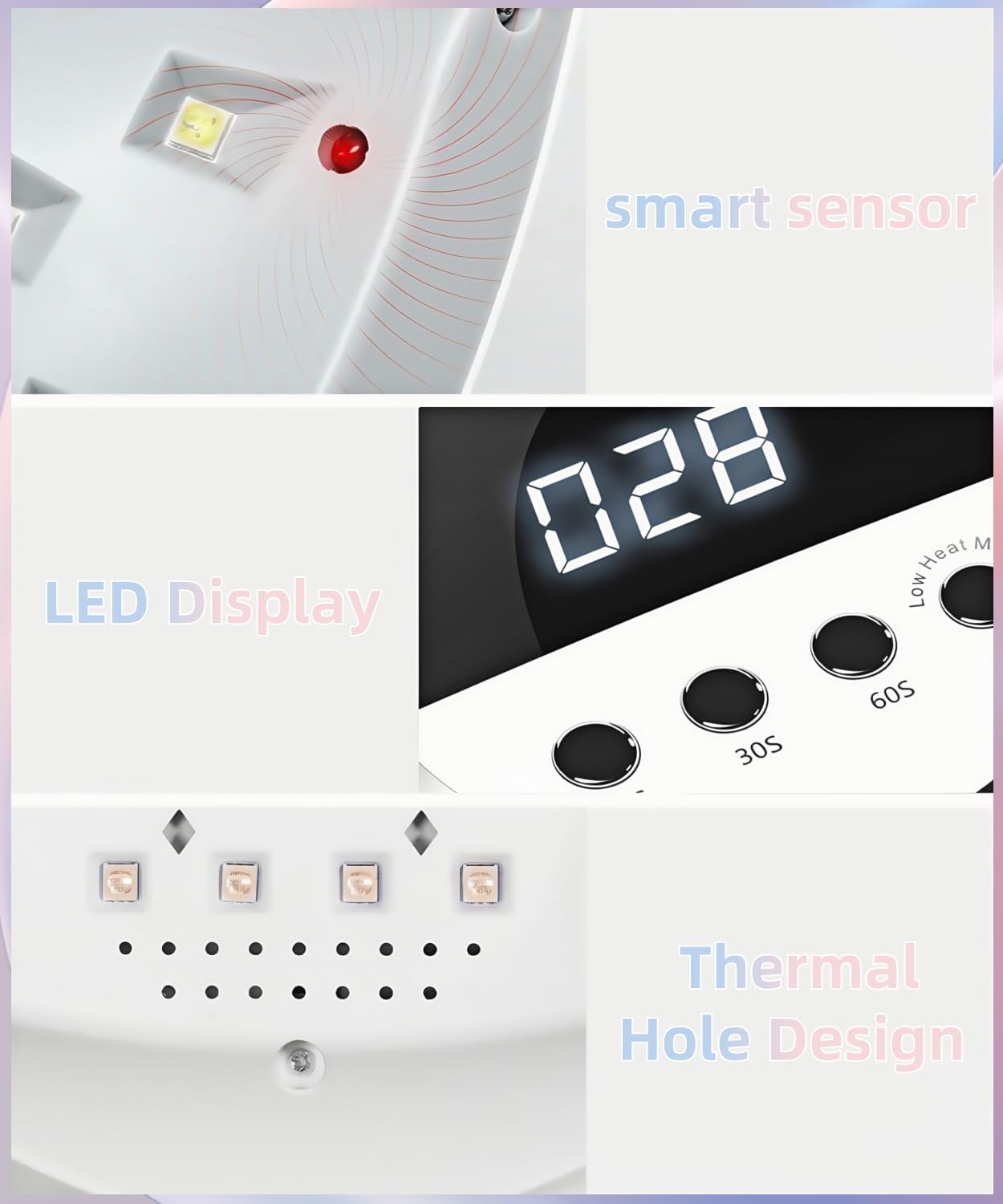 UV LED Nail Lamp with 72 Beads, 320W Nail Curing Lamps for Gel Polish with Automatic Sensor/4 Timer Setting,Led Nail Dryer, Professional Nail Art Drying Tools for Fingernail and Toenail