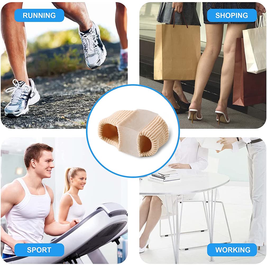 Toe Separator Sleeves, 2 Pairs Soft Breathable Big Toe Corrector with Gel Toe Spacer Cushion, Hammer Toe Overlapping Toes Straightener Sleeves for Big Toe Alignment Bunion Foot Pain Relief (S)