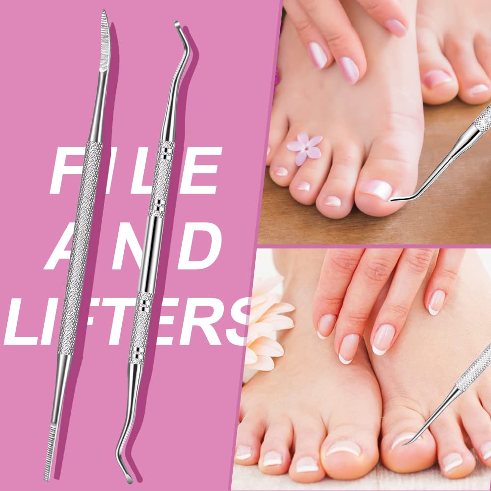 Cuticle Trimmer with Ingrown Toenail Removal Kit, Pusher and Files, Cuticle Remover Nail Cutter Clippers for Fingernails Toenails, Professional Manicure and Pedicure Tools Kit