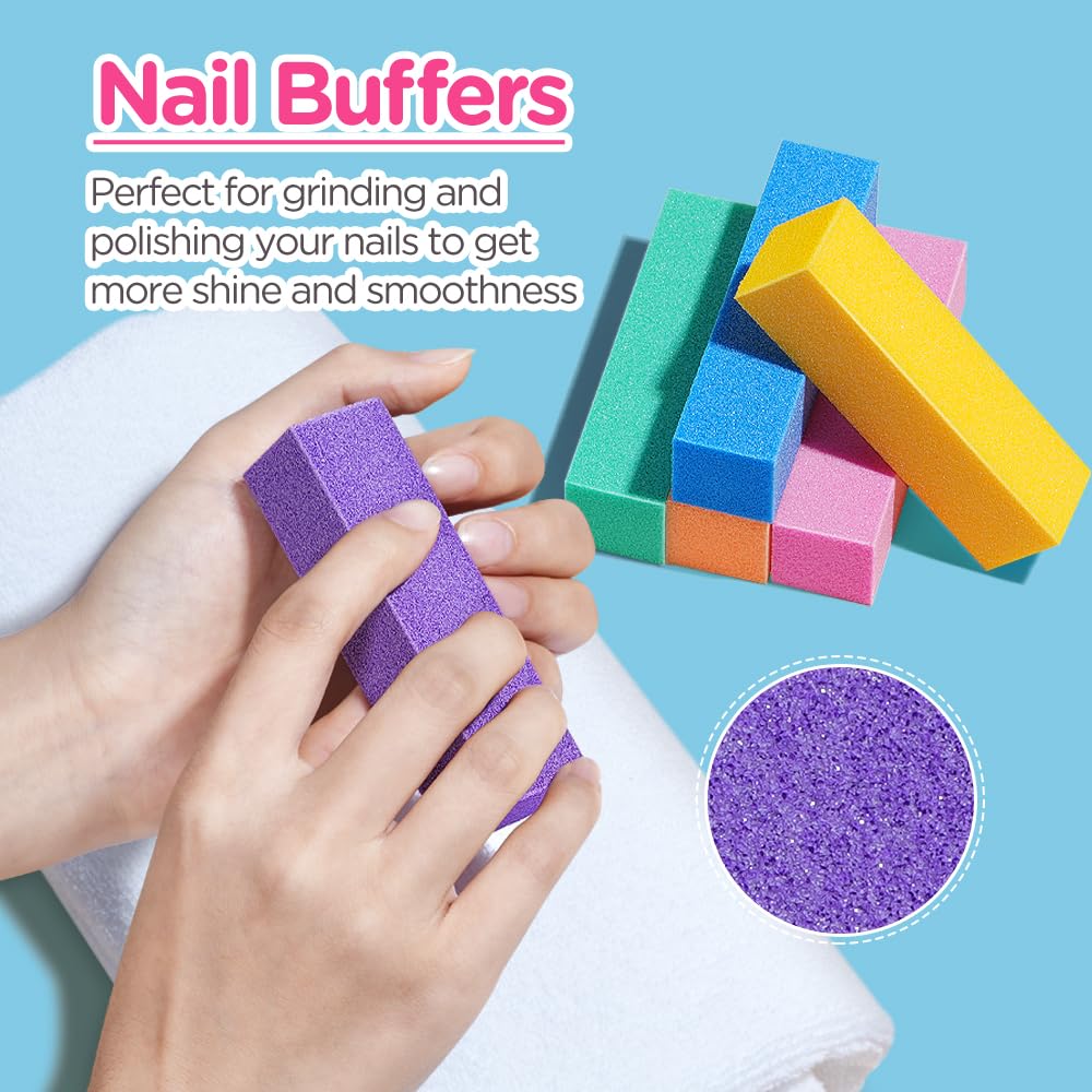 TsMADDTs Nail Buffers and Files, 6PCS Buffer Blocks, 6PCS 100 180 Grit Files, Professional Manicure Tools Kit, Nail Care Tools Kit