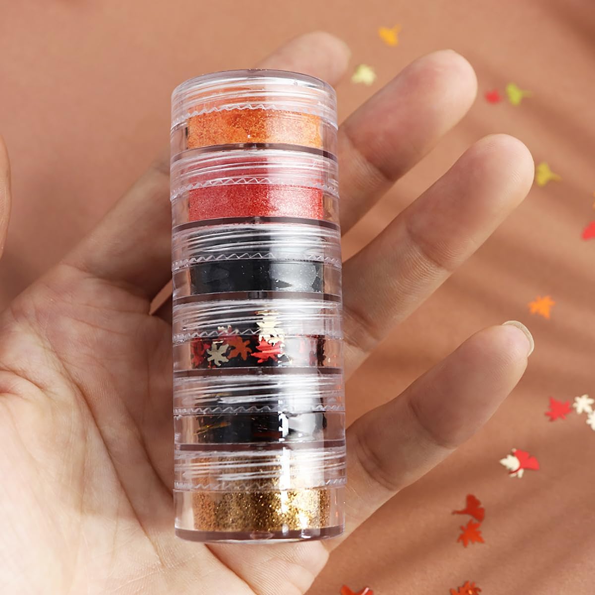 Fall Nail Glitters 3D Gold Maple Leaf Nail Sequins with Glitter Powder Gold Maple Leaves Shaped Sparkly Supplies Autumn Nail Stickers for Women Manicure Charms Thanksgiving Decorations 6 Jars
