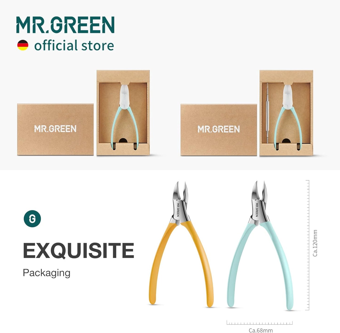 MR.GREEN Toenail Clippers Stainless Steel Ingrown Nail Cutter Thick and Hard Nails Pedicure Manicure Tools (Orange)