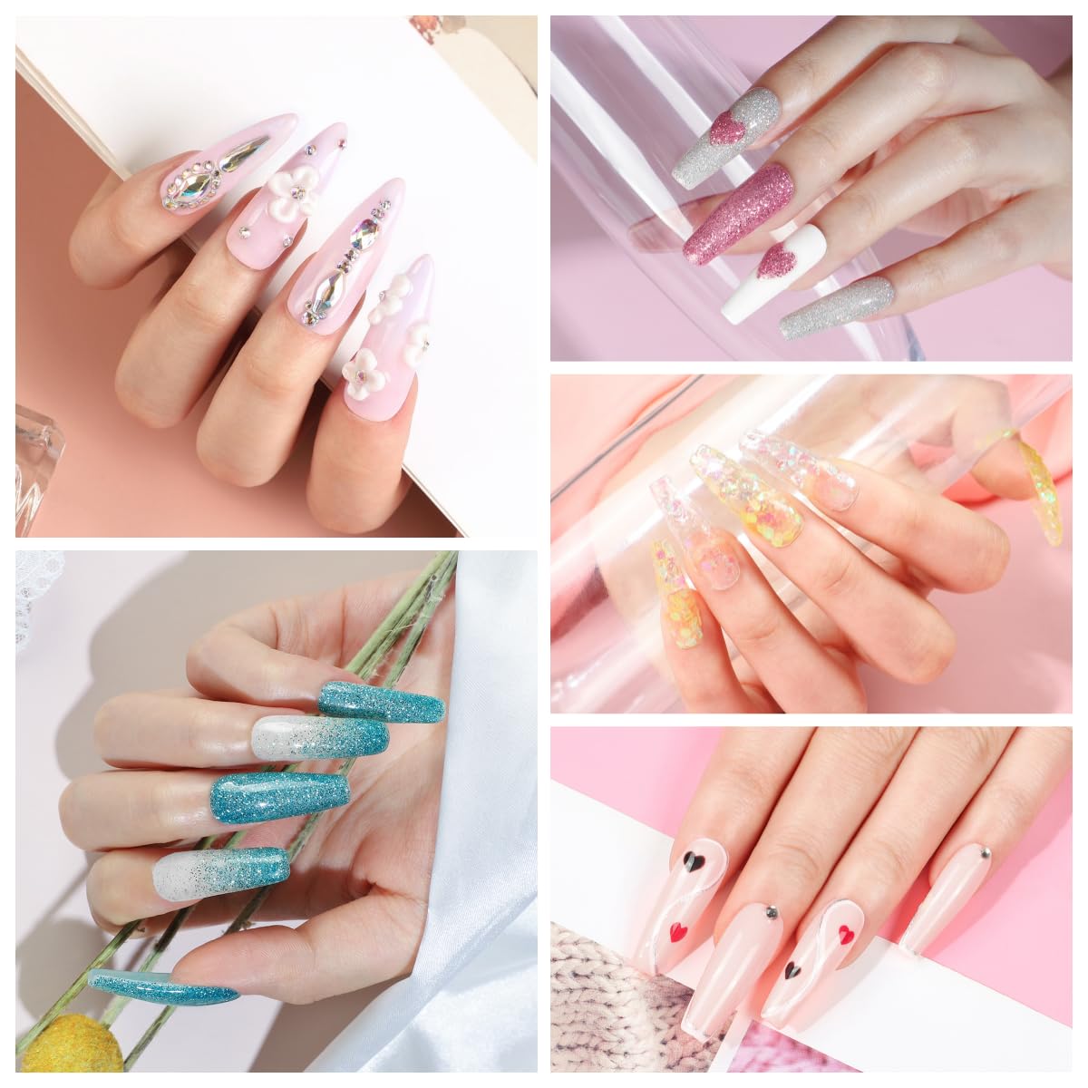Peacecolor Acrylic Nail Kit for Beginners with Everything,Professional Nail Kit Acrylic Set with Drill U V Light 21Pc Glitter Powder Gel Polish Decorations Gel Nail Gift Set for Home Salon