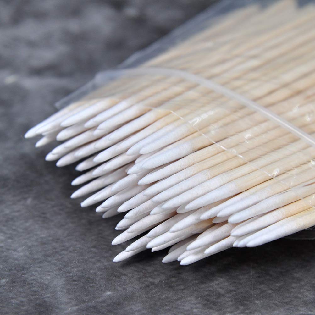 400pcs Pointed Cotton Swabs, 4 inch Precision Microblading Cotton Swab Cotton Sticks Applicator for Eyebrow Tattoo Beauty Make-up Nail Clean, Wood Handle Pointed Tip Head