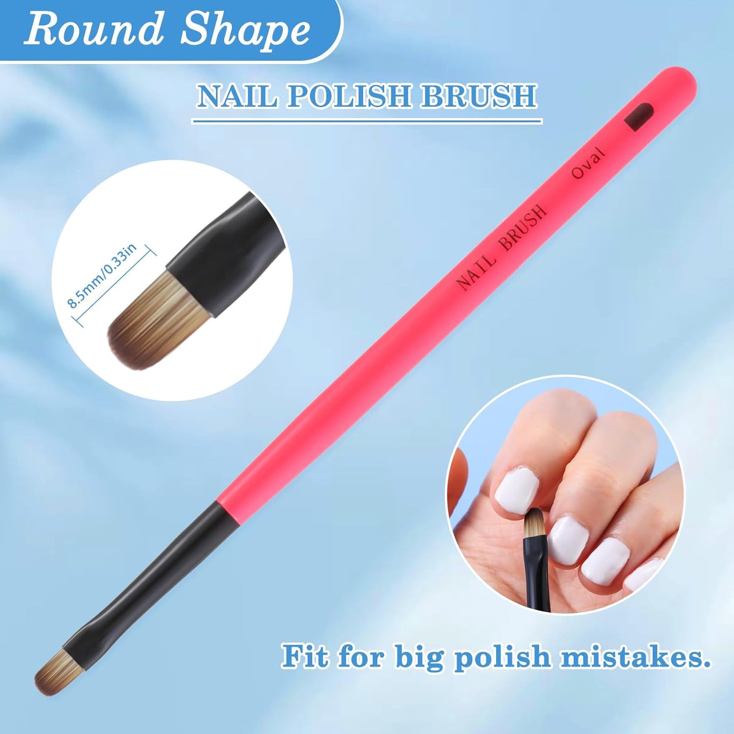 3PCS Nail Clean Up Brushes for OPI Nail Polish Remover, Brushes for Cleaning Polish Mistakes on the Cuticles, Acetone Resistant Nail Brushes for Nail Art and Designs(BB Pink )