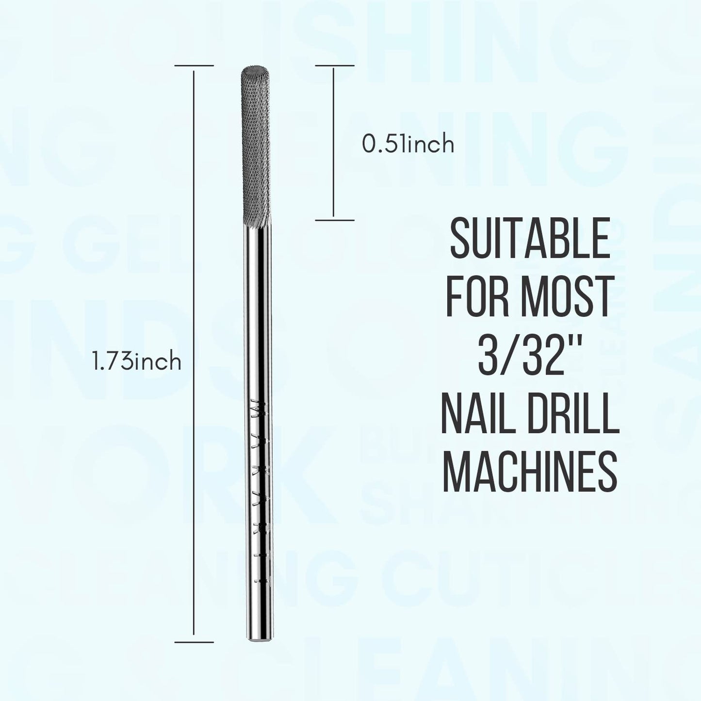 Makartt Cuticle Nail Drill Bit - Safety Tungsten Carbide Cuticle Remover Drill Bit Needle Bit Under Nail Cleaner Dead Skin Nail Prepare 3/32'' for Electric Nail File Nail Buffer Bit-3XF (Silver,Fine)