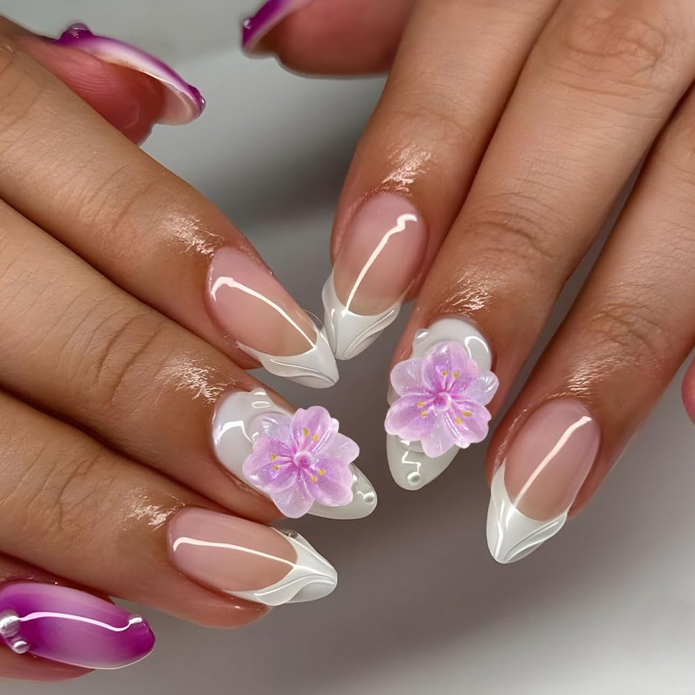 100PCS 3D Flower Nail Charms, Hawaii Colorful Resin Floral Nail Accessories Summer Flat Back Acrylic Manicure Decorations for Women DIY Nail Supplies