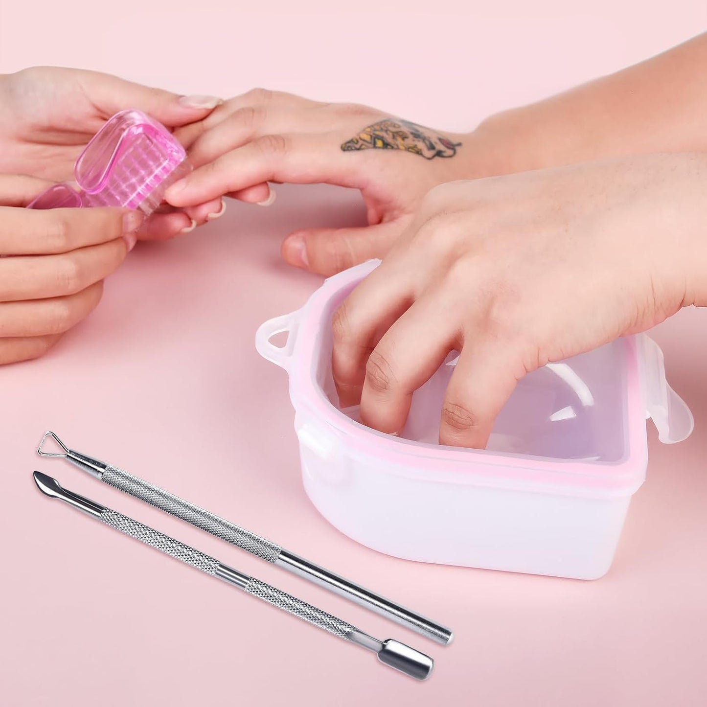 2 PCS Nail Soaking Bowl Nail Soak Off Bowl Acrylic Nail Remover Tool Acetone Nail Polish Remover Bowl Nail Soaker Tray Manicure Tool (4, blue pink)