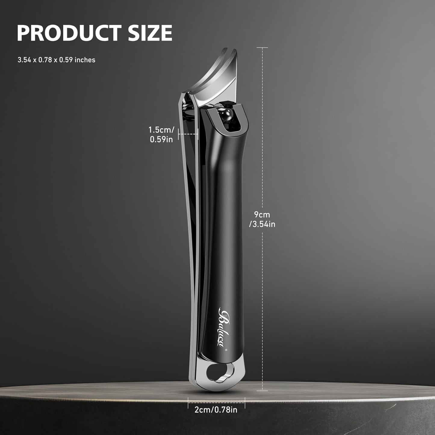BALUCA Slanted Blade Ingrown Toenail Clippers for Thick Toenails, Angled Toe Nail Fingernail Cutter Trimmer for Seniors and Men - Black