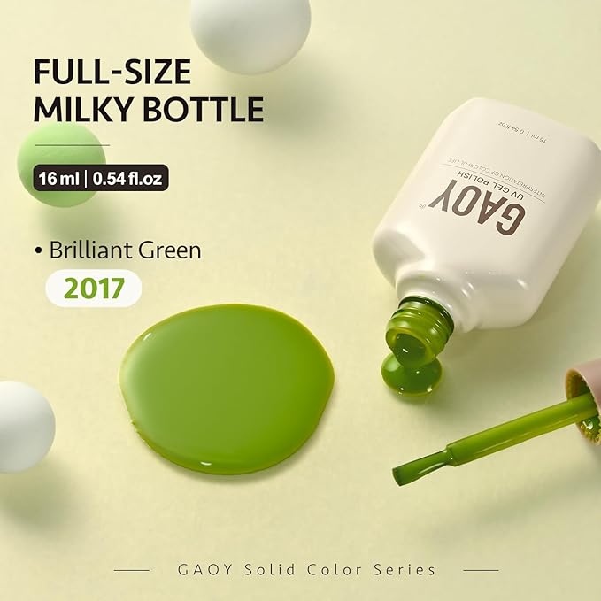 GAOY Green Gel Nail Polish, 16ml Soak Off Gel Polish, UV Light Cure for Nail Art DIY Manicure at Home, 2017 Brilliant Green