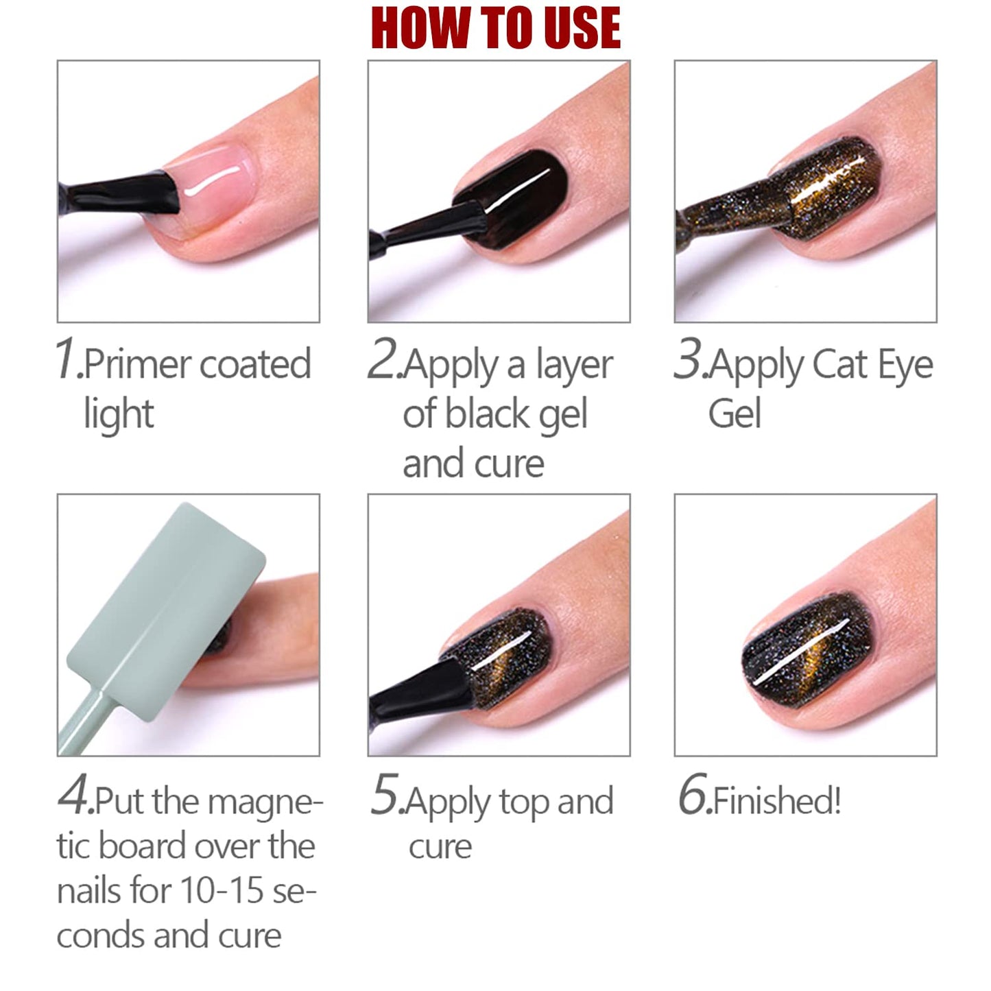 JERCLITY 5 Pieces Nail Magnet Stick Cat Eye Tool Multi-Function Board 3D Magnetic Wand Strong Stick for Cat Eye Gel Polish DIY Nail Art