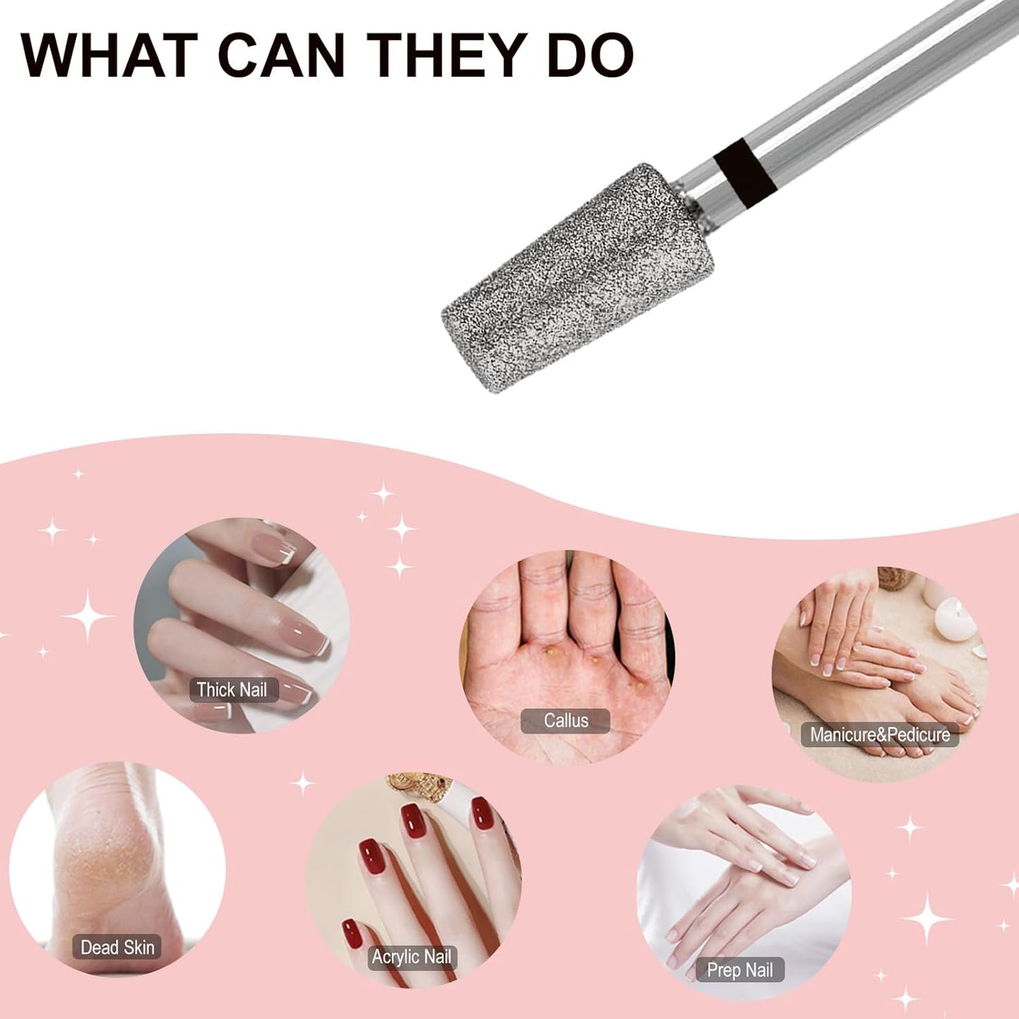 Tapered Barrel Shape Cuticle Nail Drill Bits, Diamond Drill Bits 3/32” Professional Safety Cuticle Clean Drill for Electric Remove Cuticle Dead Skin Manicure Tools (Coarse)