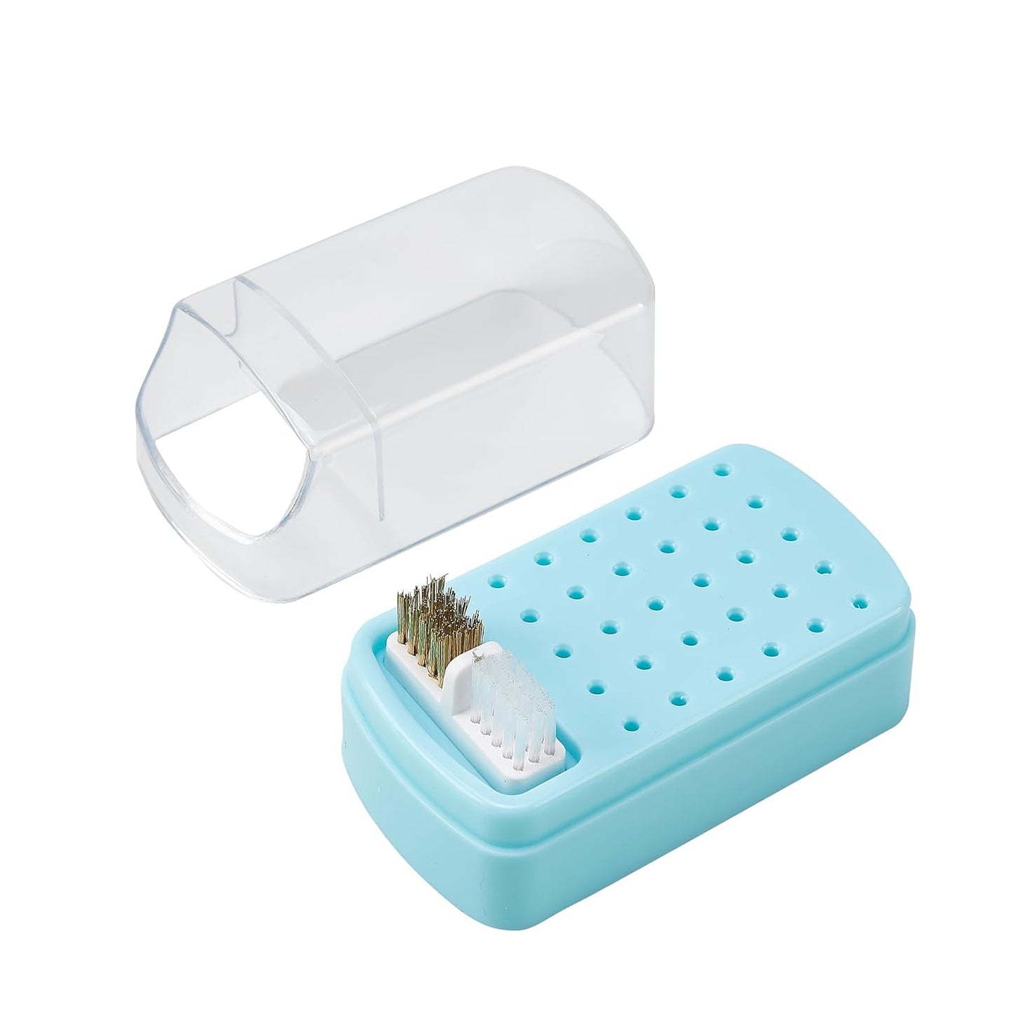 Professional Nail Drill Bit Holder and Cleaner Case, 30 Holes Organizer Stand with Brush, Manicure Tools