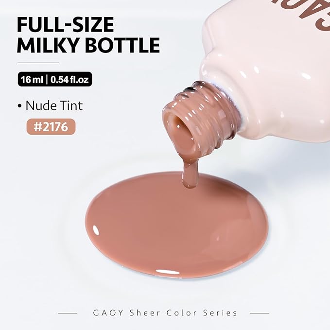 GAOY Nude Jelly Gel Nail Polish, 16ml Sheer Translucent Soak Off Gel Polish, UV Light Cure for Nail Art DIY at Home, 2176 Nude Tint