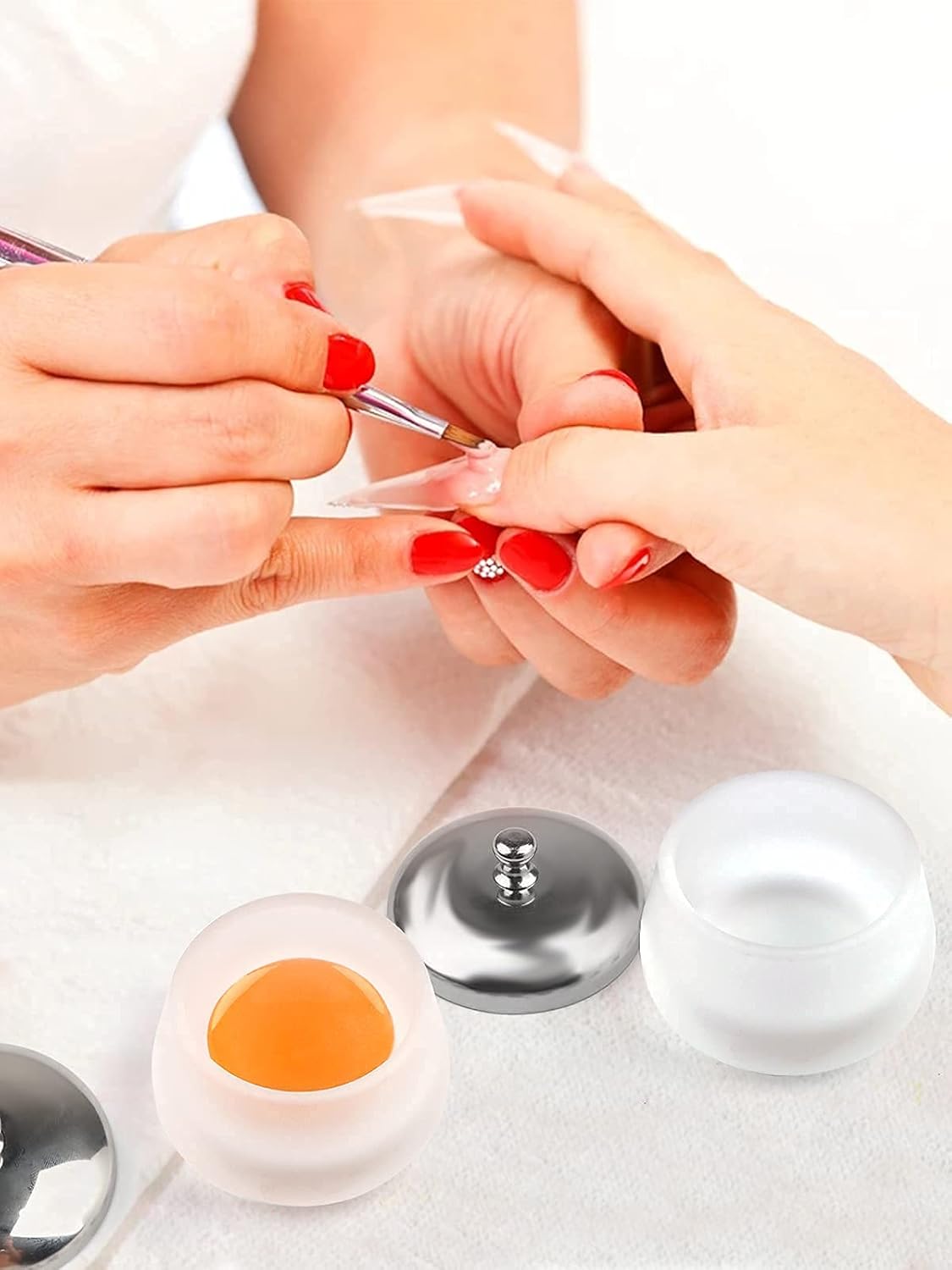 TOROKOM 2Pcs Dappen Dish Glass Monomer Dish with Lid for Acrylic Nails Cup Containers Holder for Liquid Powder Monomer Damping Dish(Matte)