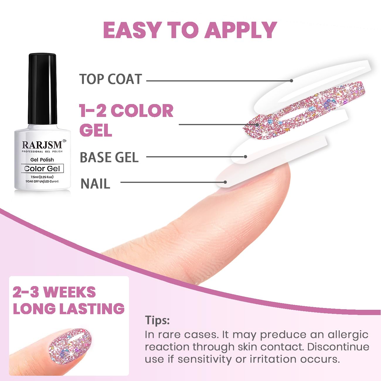 RARJSM Reflective Glitter Gel Polish Purple Pink Sparkle Diamond Gel Polish Sparkling Glitter Iridescent Shimmer Polish Holographic Gelpolish Soak off Nail Art Manicure for Salon DIY at Home