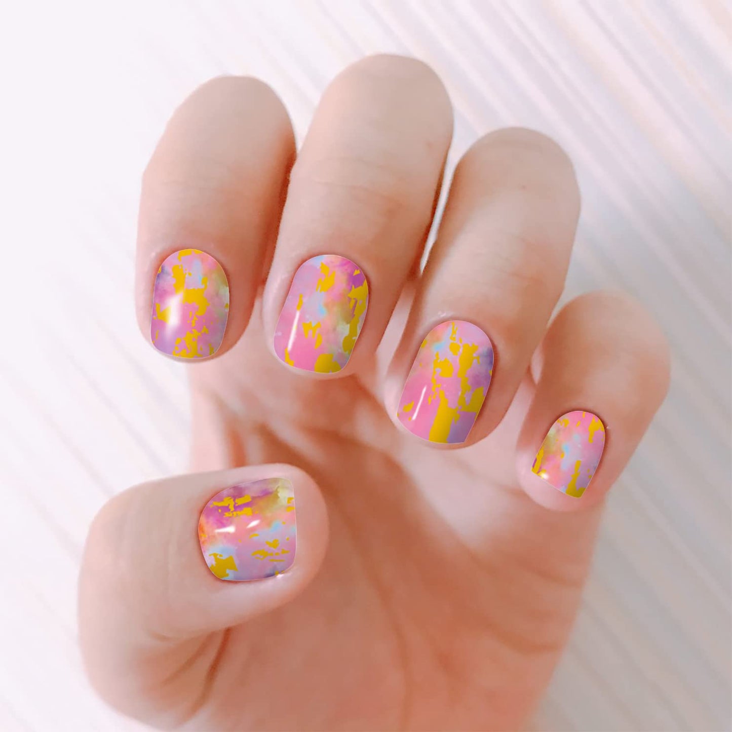 WOKOTO 12 Sheets Glitter Gradient Nail Polish Stickers for Women Marble Nail Stickers Full Nail Wraps Stickers for Nails Gel Nail Polish Strips Stick On Nails for Women Girls Gel Nail Strips