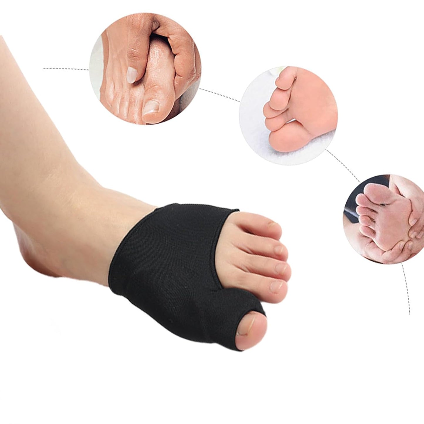 Bunion Relief Sleeve For Men Women And Kids,Bunion Corrector Sleeve Socks For Hallux Valgus,Big Toe Separators and Pinky Separators Pack (Black, Small