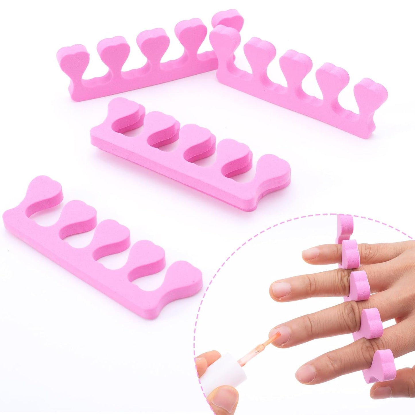 14 Pcs Toe Separators for Women Pedicure, Toe Separators for Pedicure, Pedicure Toe Separators, Comfortable Toe Dividers for Nail Art, Polishing, Pedicure (Pink)