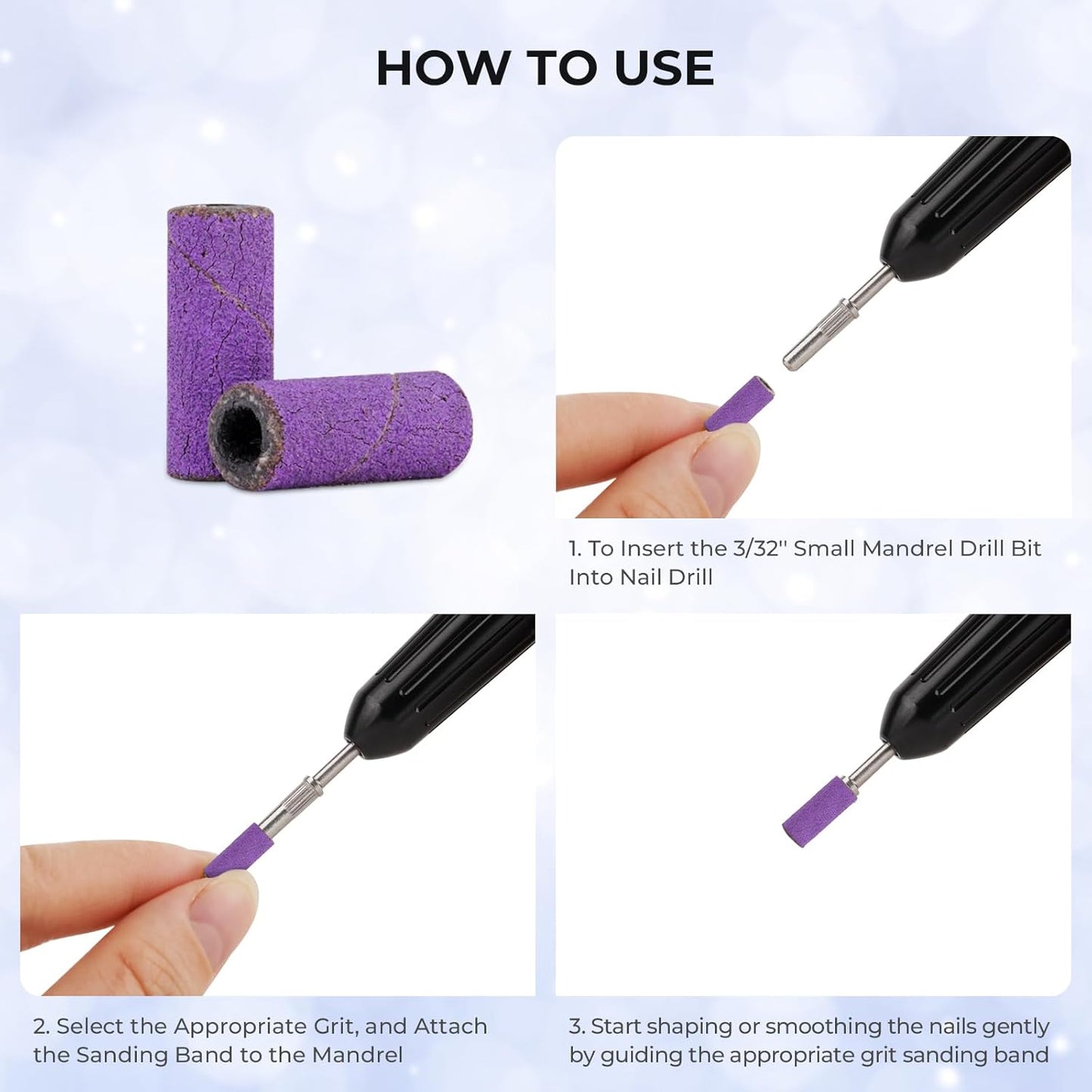 Lavinda Nail Drill Bits 80#120#180#240# Small Sanding Bands for Nail Drill 4 Color Electric File Nail Sanders with 3/32" Mandrel Bit for Manicure & Pedicure 80 Piece (Multicolor)