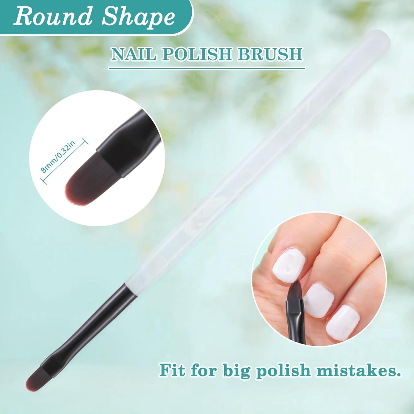 3PCS Nail Clean Up Brushes for OPI Nail Polish Remover, Brushes for Cleaning Polish Mistakes on the Cuticles, Acetone Resistant Nail Brushes for Nail Art and Designs(Jade Clear NEW)
