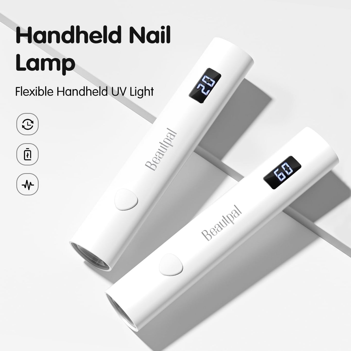 BEAUTPAL Handheld UV Light for Nails Cordless Mini Nail Dryer Flexible Gooseneck LED Light with LCD Screen Rechargeable USB Gel Nail Lamp Fast Curing for Home DIY Manicure