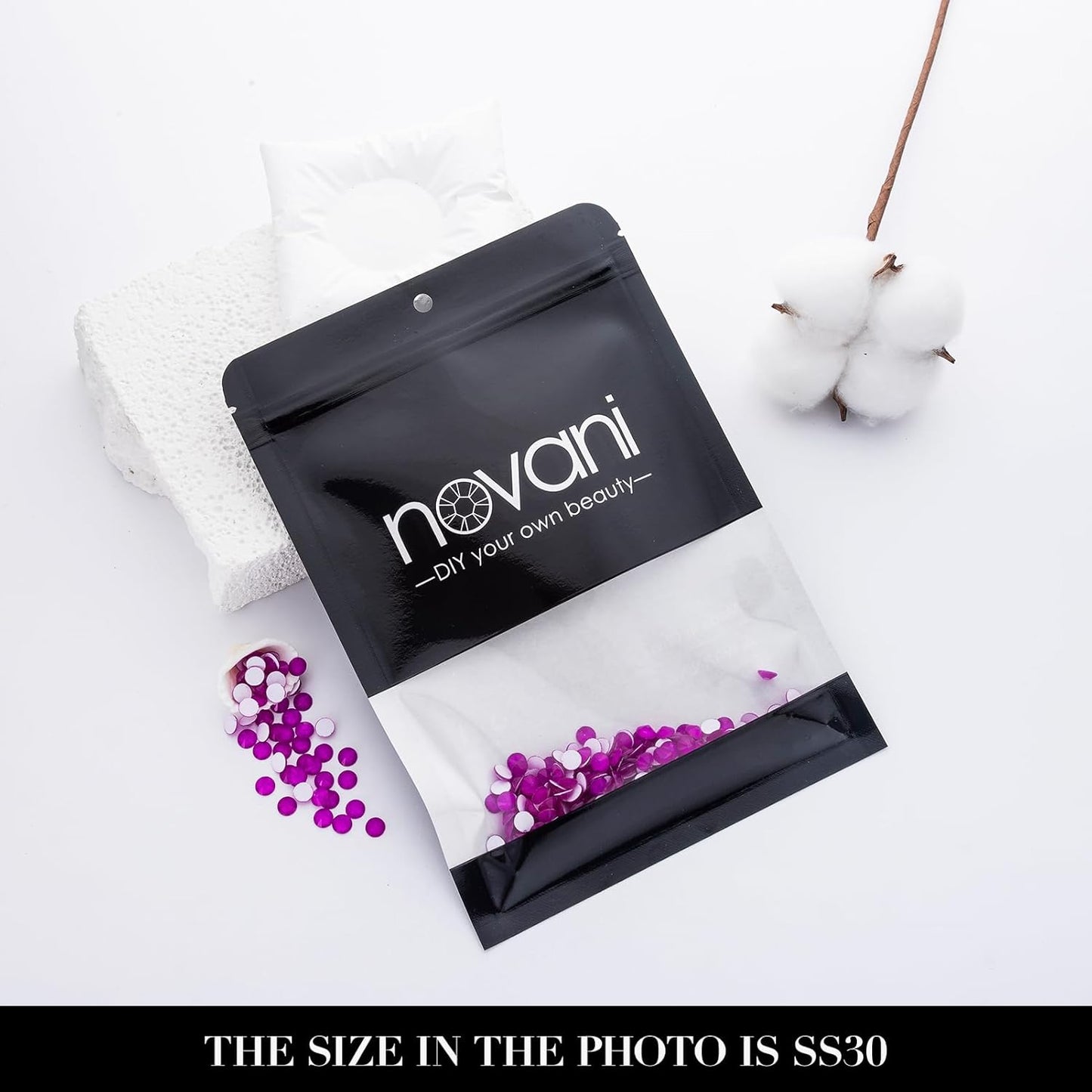 Novani 576 Pieces Flatback Rhinestones Glass Round Gems Neon-Purple Crystals for Nail Art DIY Crafts Clothes Shoes,SS30,6.4-6.6mm