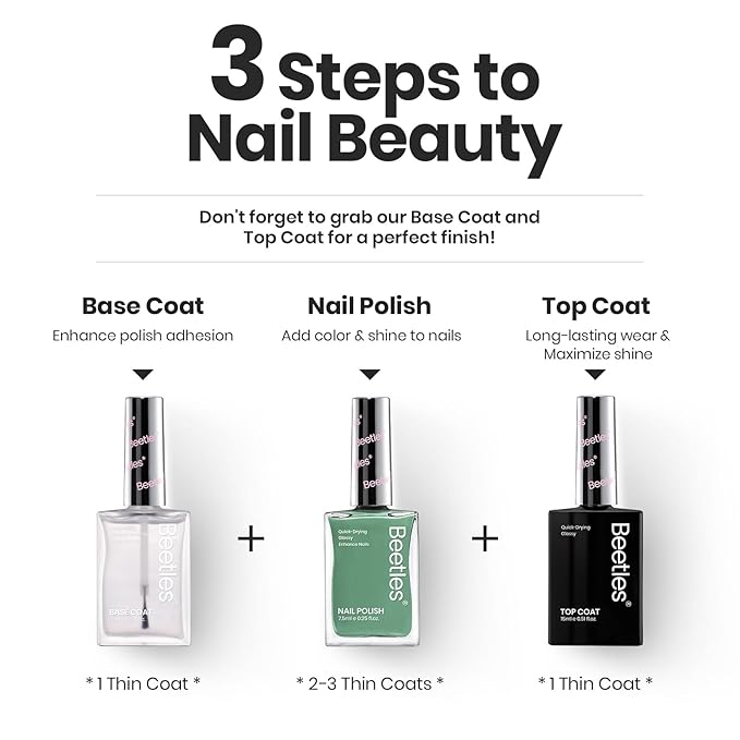 Beetles Green Nail Polish Set P181, 6 Colors Blue White Nail Polish Set, Green Collection Quick Dry Long Lasting Manicure Patricks Day DIY Nail Art Salon Home Gift For Women