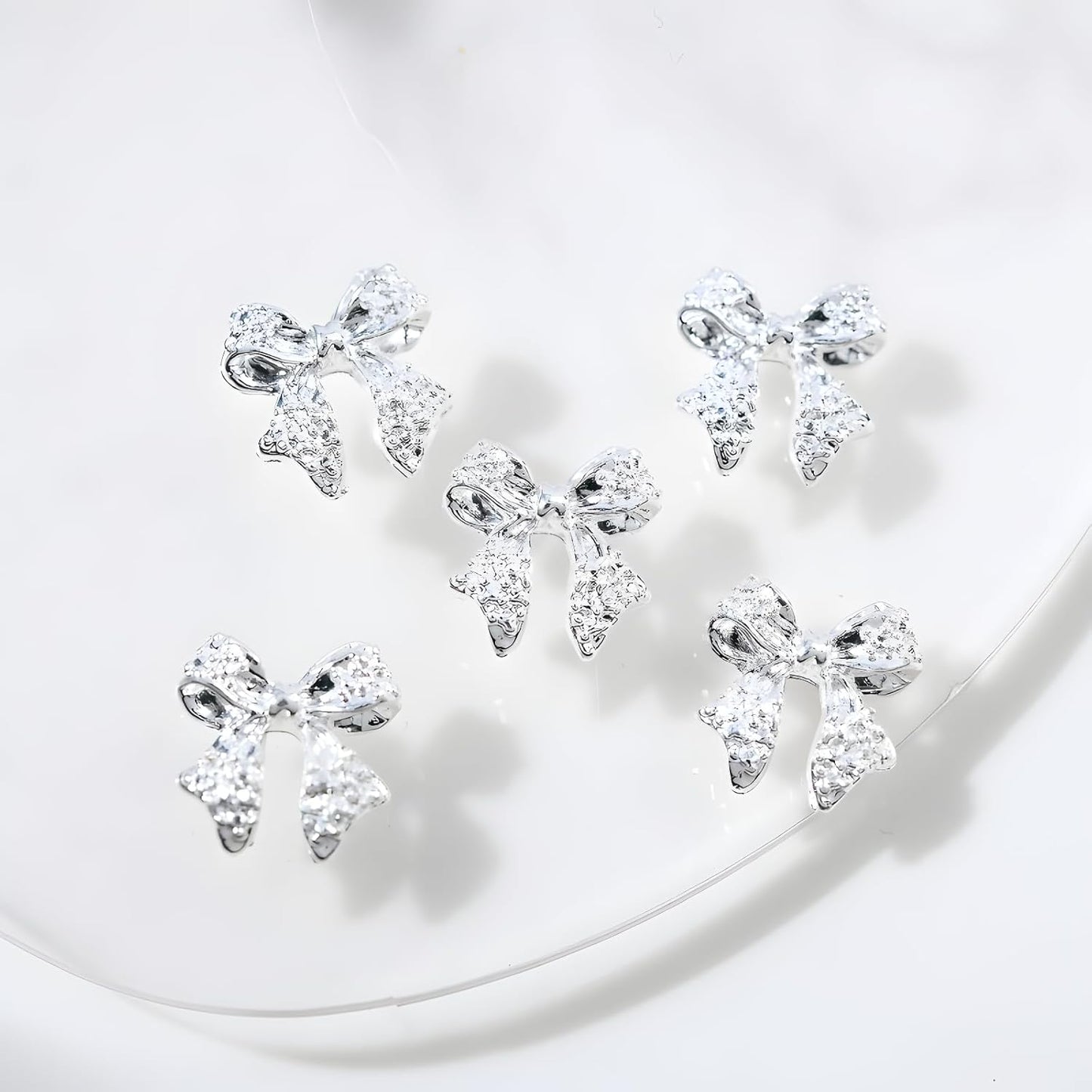 36 Pcs Bow Nail Art Charms 3D Alloy Bow Nail Charms Silver Gold Nail Rhinestones for DIY Acrylic Nails Metal Nail Gems for Women and Girls