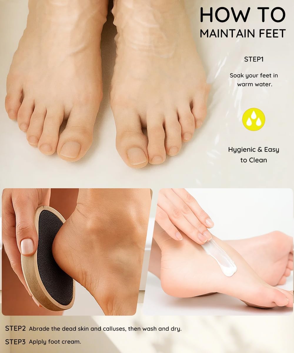 2 Sided Crystal Hair Eraser & Glass Foot File Callus Remover for Woman 2 in 1 - Natural Bamboo Crystal Hair Remover,Nano Glass Foot Scraper Scrubber Dead Skin Removal for Cracked Heels