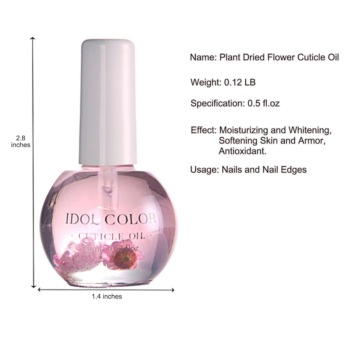 Flowery Scented Cuticle Oil, Infused with Real Flowers, Cuticle Revitalize Oil, Nail Oil For Growth And Strength, Cuticle Remover - Nail Strengthener - Cuticle Softener (0.5 fl.oz, PEACH)