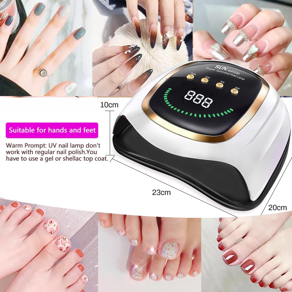Upgraded red Light Treatment Gel Nail Light 72 LED Nail Light, 4 Timer Settings, one Button Start and Breathing Light Design, Hand and Foot use, Suitable for Fast Curing Anti Blackhand, Large LCD