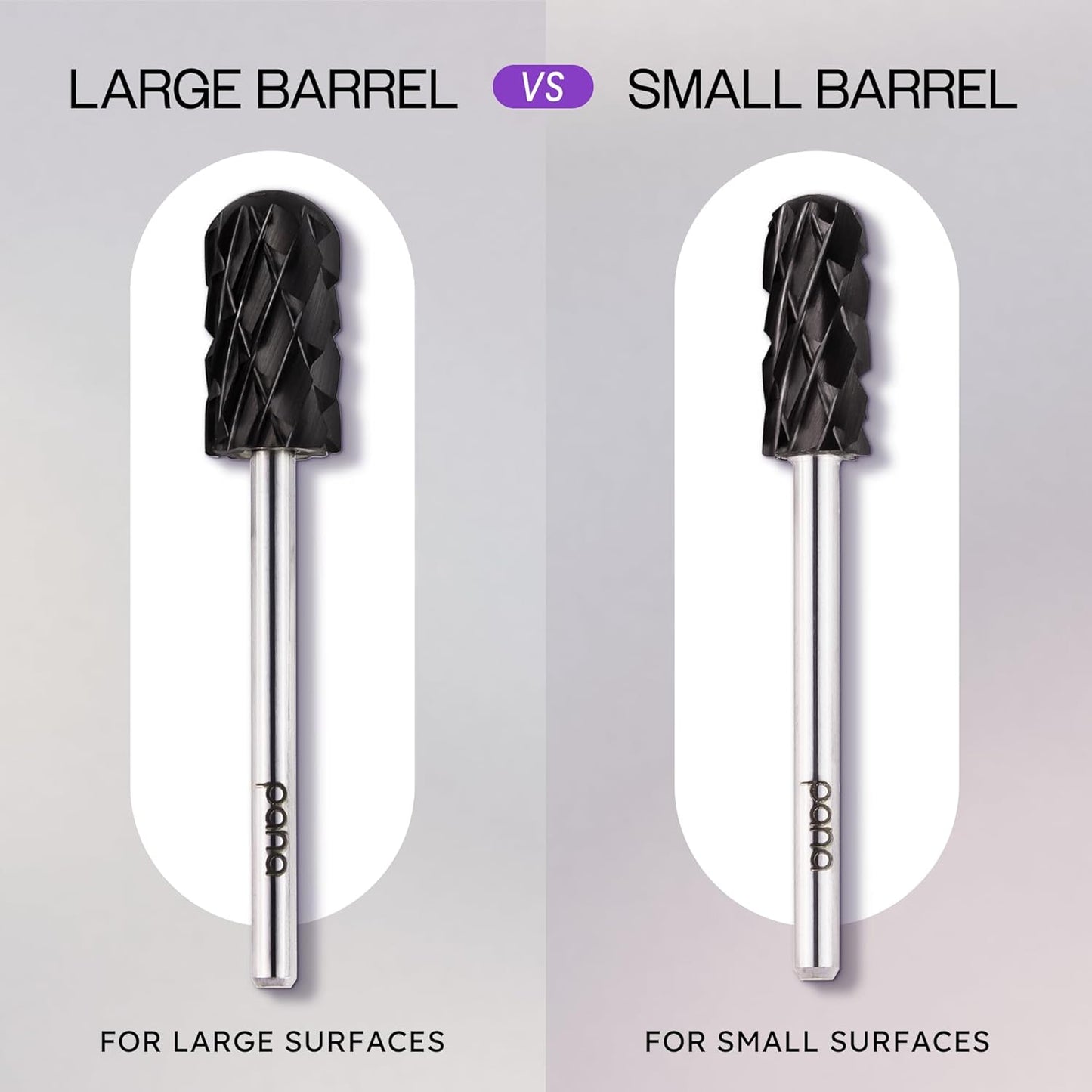 PANA 3/32" Large Smooth Round Top Safety Carbide Nail Drill Bit for Gel Polish & Acrylic Removal Nail Salon Manicure Pedicure Electric File Tools (Large Barrel - DLC Black, 5X Coarse)