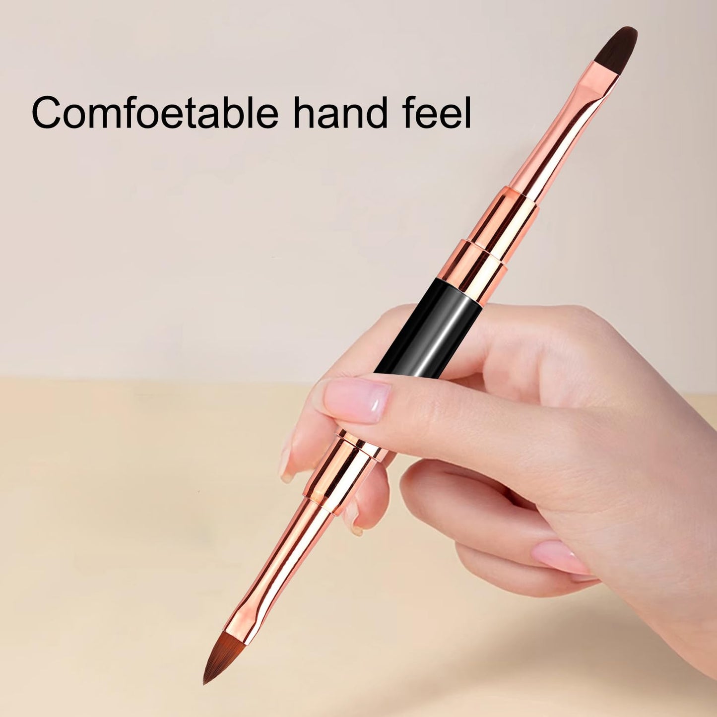 Wokoto 6 Pcs Double-Ended Acrylic Nail Brushes Set - Gel Polish Nail Art Design Pen Painting Tools - Liner and Ombre Brush for Acrylic Application - Salon at Home DIY Manicure