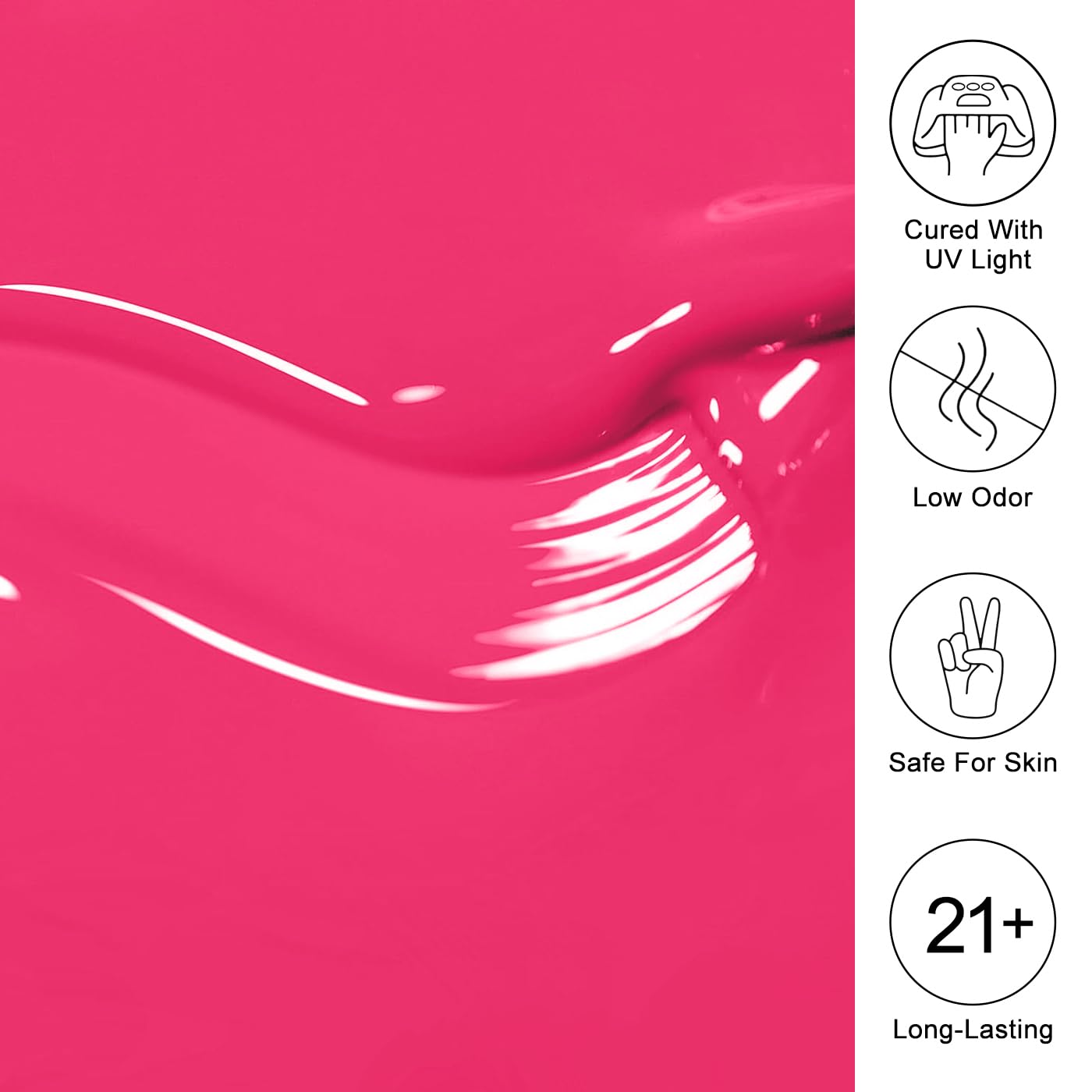 Imtiti Pink Gel Nail Polish, 0.5 Fl Oz Neon Pink Gel Polish Soak Off LED UV Spring Summer DIY Nail Art Starter Manicure Salon