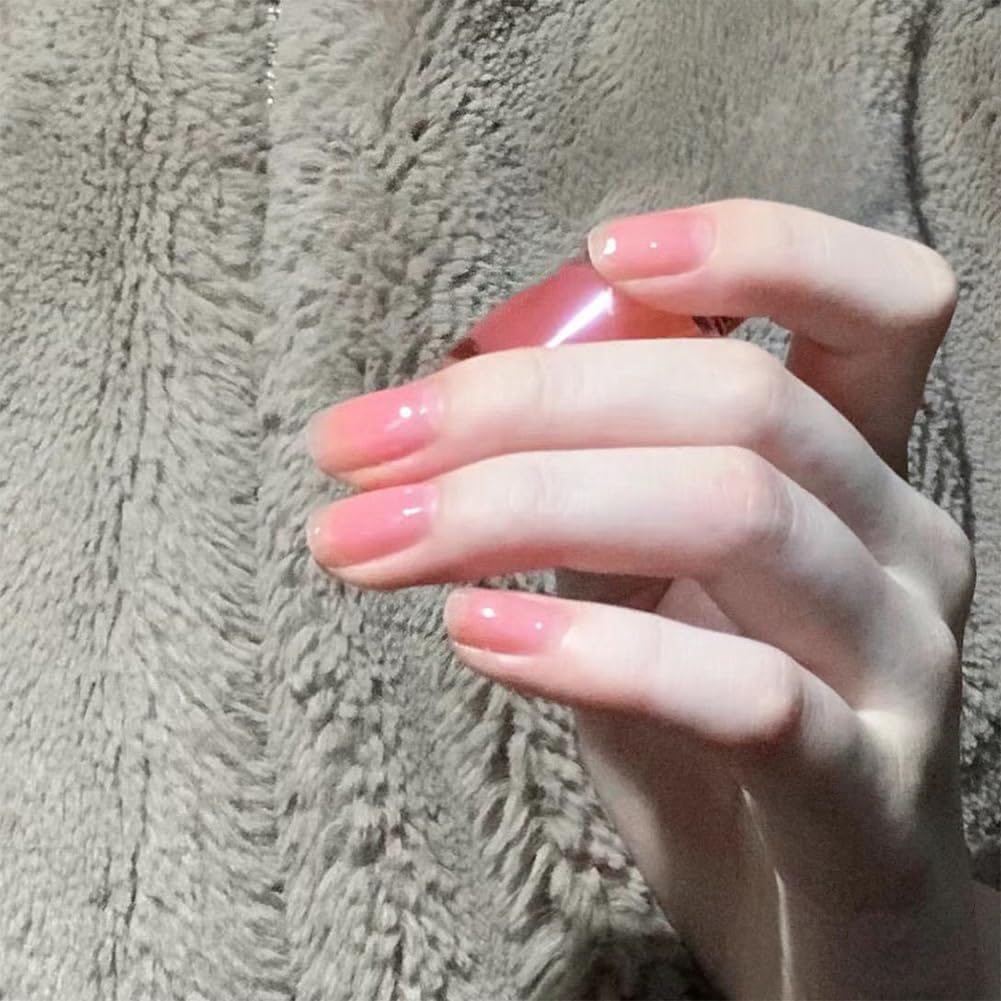 COSMOO Nude Nail Polish, 12ml Transparent Peach Pink Quick Dry Nail Lacquer, Jelly Nail Art Varnish-12ML