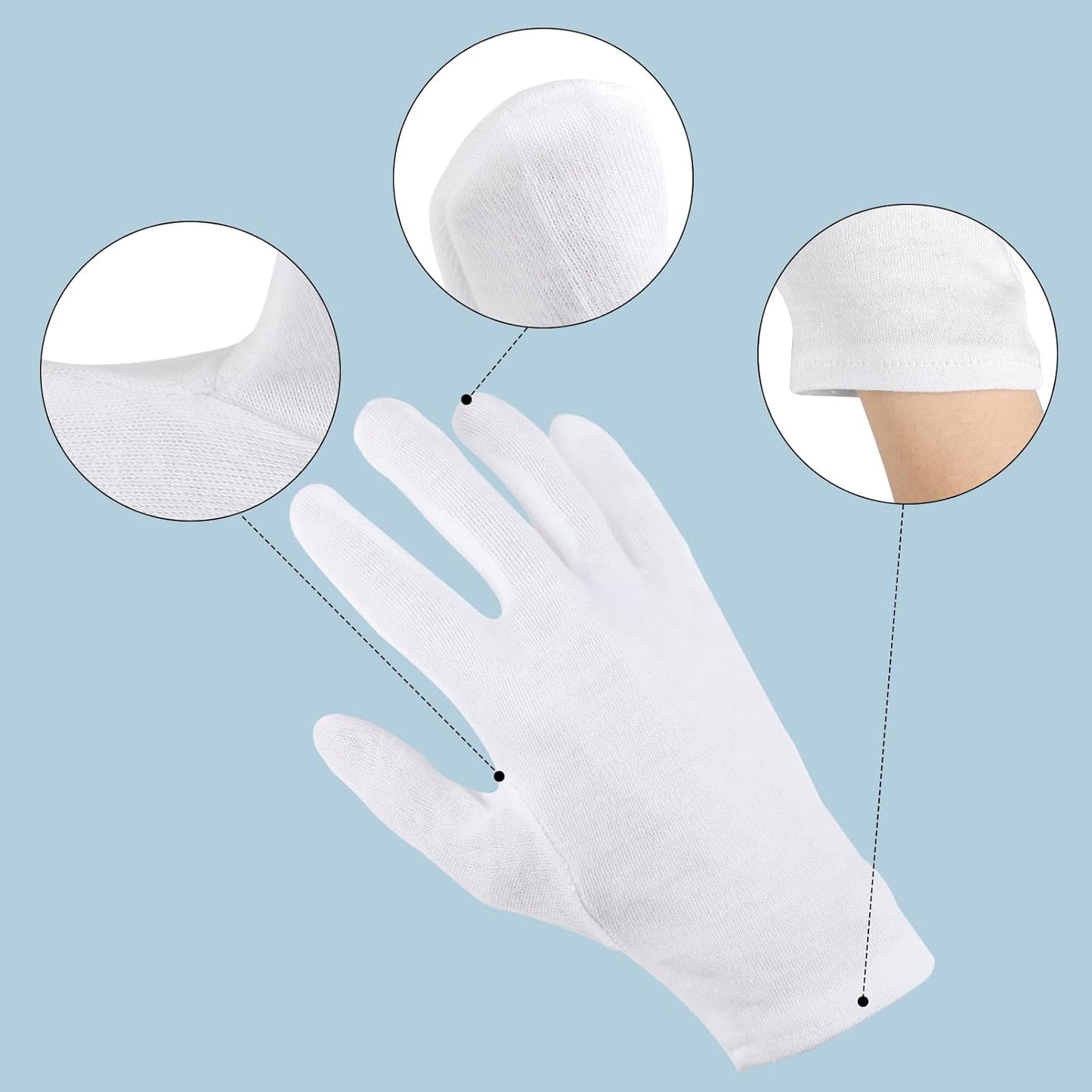 5 Pairs Large Archival Photo Gloves, White Work Gloves For Handling Art Working Photography Men & Womens Cloth Gloves Liners Bulk for Handling Jewelry, Film, Photo, Coin Metal Inspection
