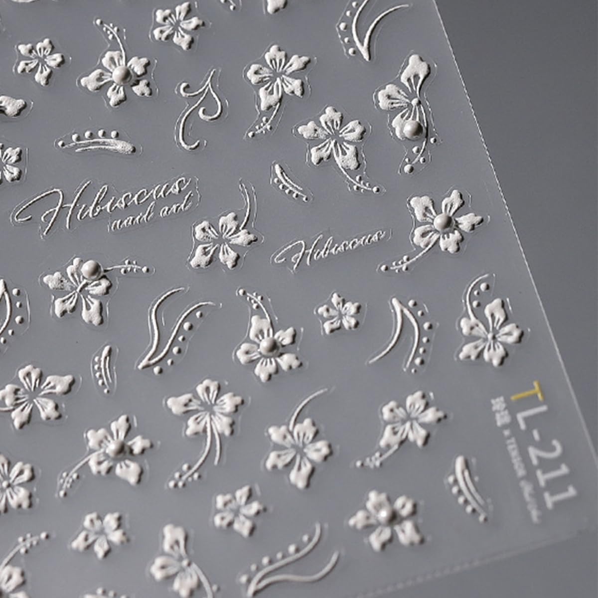 White Flower Nail Art Stickers Decals 5D Embossed Nail Decals Self Adhesive Diamond Flower Nails Stickers Spring Flower Nails Transfer Decals Floral Nails Supplies for Women Nail Art Decorations