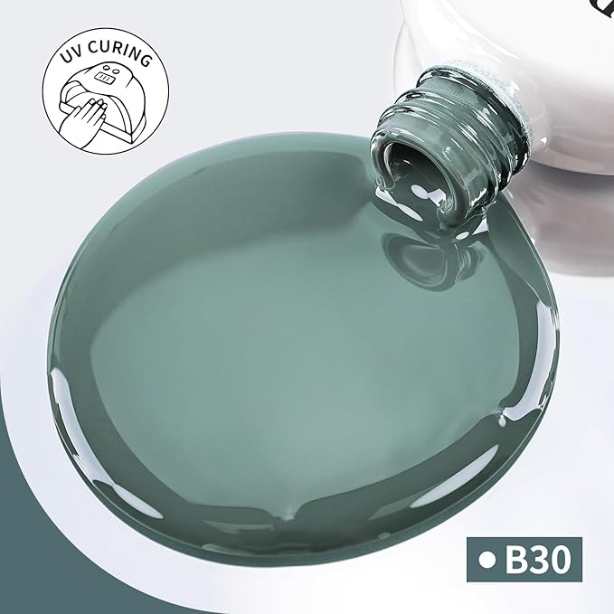 JODSONE Gel Nail Polish 10ml Grayish Pea Green Gel Polish Grey Green Nail Color Professional Finish Easy Application Low Odor Need U V Lamp Curing